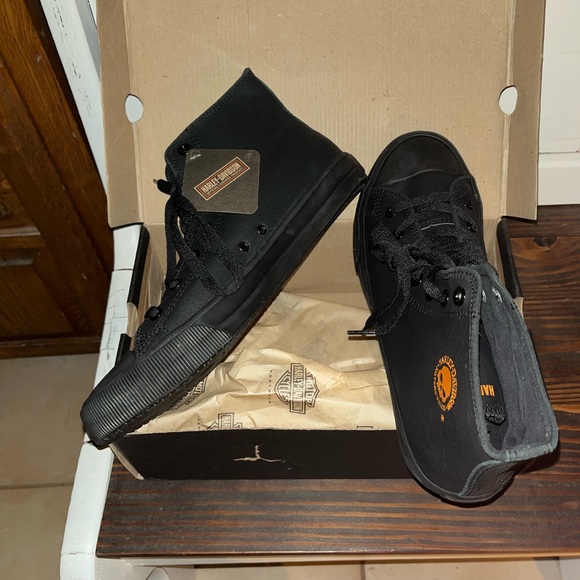 Harley-Davidson-Baxter Sneakers Black/Orange Men's Skull High Top Shoes 9.5 NWT - Picture 9 of 11